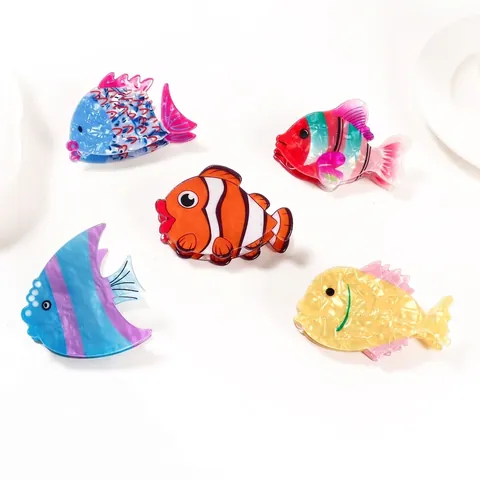 Ozean Fantasie Serie Tropische Fisch Form PVC Haarklammer Koreanischen Stil Süße Clownfisch Skalar Shark Clip Haarschmuck Für Damen