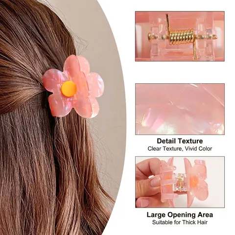 Elegante Molletta per Capelli a Fiore in PVC Iridescente per Donna Stile Pastorale Pinza a Granchio Perlata Accessori per Capelli