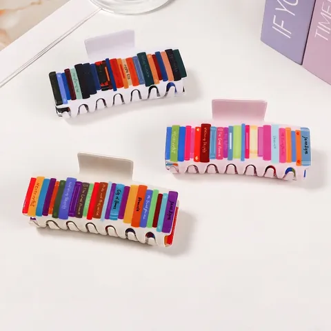 Pince à Cheveux Motif Dos de Livre Style Littéraire Créatif Classiques Littéraires PVC Shark Clip pour Femmes Bijoux Cheveux