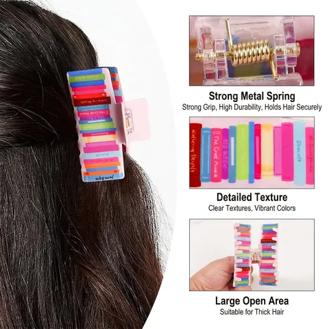 Pince à Cheveux Motif Dos de Livre Style Littéraire Créatif Classiques Littéraires PVC Shark Clip pour Femmes Bijoux Cheveux