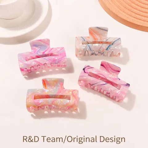 Pinza de Pelo con Patrón de Mármol de Ensueño Grande Cuadrada Elegante Antideslizante Degradada de Resina para Mujer Accesorios de Pelo
