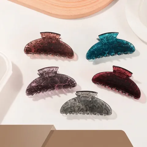 Pinza per Capelli in PVC con Motivo a Marmo Vintage Grande Elegante Molla a Squalo Antiscivolo Accessori per Capelli Donna Ragazze