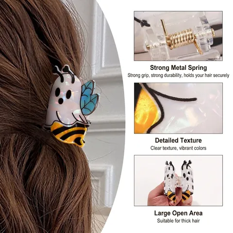 Süße Biene Geist Haarkralle Lustige PVC Perlmutt Tier Hai Clip Halloween Haarschmuck Für Damen Mädchen