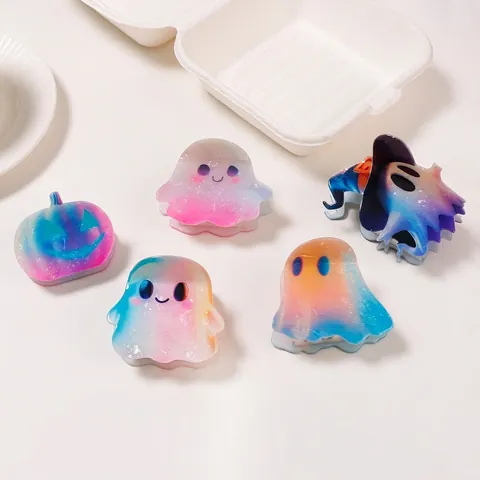Pinces à Cheveux Crabe Fantôme Citrouille Halloween Dégradé Holographique Paillettes PVC Accessoires Coiffure Femmes Filles Fête