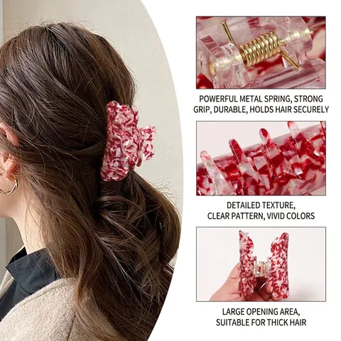 Französischer Stil PVC Haarkralle Mit Elegantem Marmormuster Tintenspritzer Design Rutschfester Haarclip Für Dickes Haar Damen