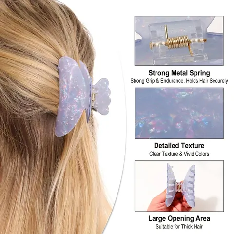 Grandi Mollette Per Capelli Donna In PVC Con Finitura Perla Artificialta Antiscivolo Tenuta Forte Forma Di Petalo Accessori Capelli
