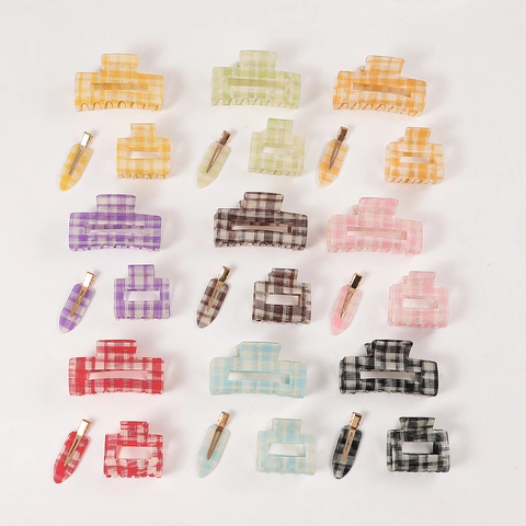 Molla per Capelli a Scacchiera Stile Accademico per Donna Ragazza Texture a Quadri in Resina PVC Accessori per Capelli Clip Frangia