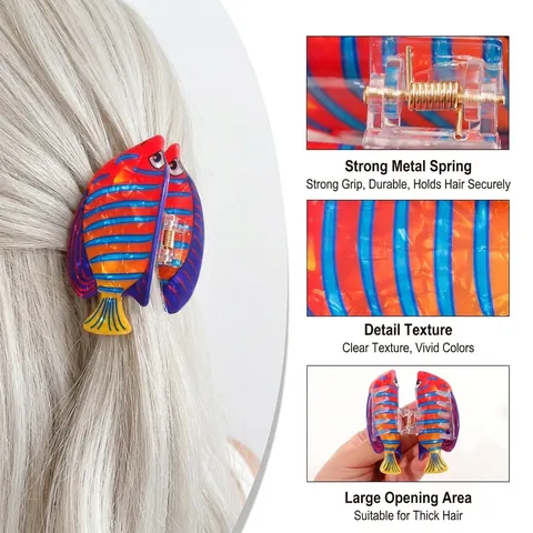 Tropische Vissen Zeedieren Haarklemmen Kleurrijke Acetaat Zeeleven Vormige Haarclips Voor Dames Meisjes Zomer Strand Accessoires