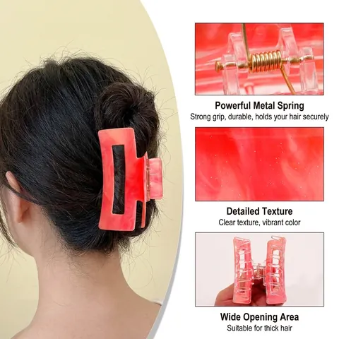 Französischer Eleganter Marmormuster PVC Haarklammer Rechteckig Hohl Sternenhimmel Verlauf Haargreifer Für Damen Haarschmuck