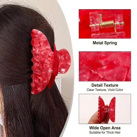 Elegante Pinza per Capelli in PVC con Texture Marmo per Donna Clip a Granchio Grande Antiscivolo Accessori per Capelli