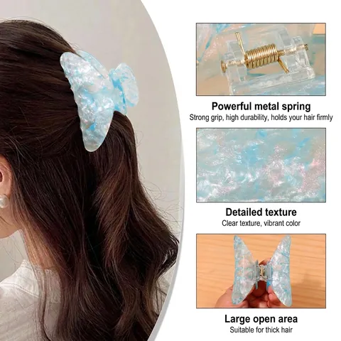 Large Iridescent Marble Hair Claw Clip For Women French Elegant Shark Clip Vintage Glitter Resin Hair Accessories For Daily Updo