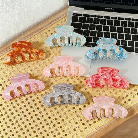 Molla per Capelli Retrò Motivo Marmo Tartarugato Pince a Cheveux Stile Francese Grande Fermaglio Donna PVC Accessori Capelli