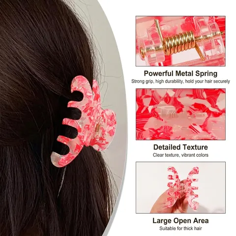 Molla per Capelli Retrò Motivo Marmo Tartarugato Pince a Cheveux Stile Francese Grande Fermaglio Donna PVC Accessori Capelli
