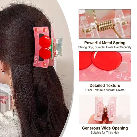 Acryl Frucht Form Haarkralle Süße Sommer Kirsche Erdbeere Avocado Apfel Wassermelone Haarspangen Für Damen Mädchen Haarschmuck