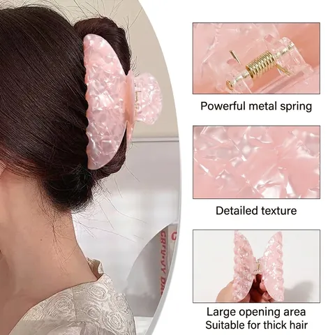 Large Iridescent Crushed Ice Texture PVC Hair Claw Clip Marble Pattern Shark Clip Elegant Hair Catch For Women Accessories