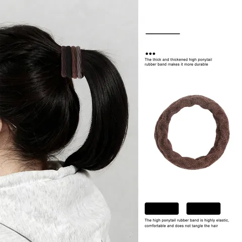 Coleteros de Tela de Felpa de Alta Elasticidad para Mujer Color Sólido Minimalista Scrunchies Gruesos Sin Costura Accesorios para el Cabello