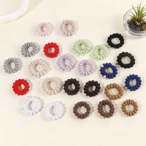 High Elastic Pleated Fabric Hair Scrunchies With Artificial Pearl Rhinestone Decor For Women Durable Hair Ties Ponytail Holder