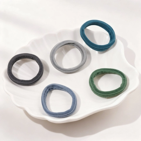 Coleteros de Alta Elasticidad sin Costuras para Mujer Minimalista de Nailon con Lazo de Toalla Color Sólido Soporte de Coleta
