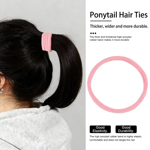 Gomas de Pelo Sin Costuras de Alta Elasticidad para Mujer Color Macarrón Soportes para Coleta de Tela Accesorios para el Cabello Color Sólido