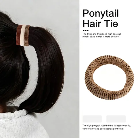 Coleteros de Punto Elásticos Acanalados Color Sólido Sujetadores de Coleta Scrunchies Gruesos para Mujer Accesorios para el Cabello