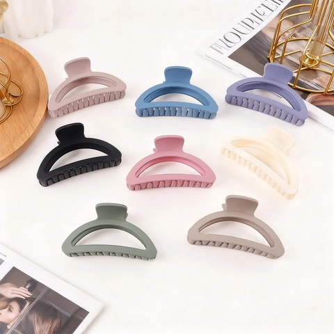 Matte Große Haarklammer Für Damen Rutschfest Starker Halt Halbkreis Haarklemmen Geometrische D-Form Shark Clips Tägliches Styling Haarschmuck