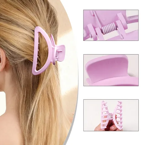 Pinza de Pelo Grande Mate Macaron Esmerilada Medio Redondo Pinza de Tiburón Para Mujeres Niñas Material PS Pinza de Pelo de Sujeción Fuerte Accesorio
