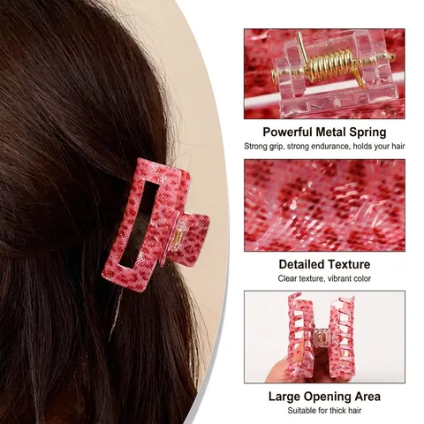 PVC Mollette per Capelli a Pinza Rettangolari Ondulate a Stella Marina con Stampa Leopardata da Donna Accessori per Capelli Moda Coreana Fatti a Mano