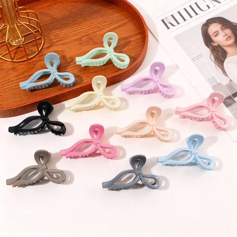 Pinza de Pelo con Lazo Grande para Mujer Colores Macaron Minimalista Antideslizante Agarre Fuerte Mate Brillante Accesorios Pelo