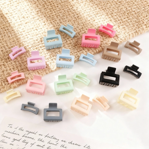 Minimalist Rectangular Hollow Hair Claw Clips For Women Sweet Macaron Color Plastic Hair Styling Shark Clip Accessories