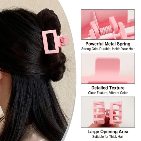 Minimalist Rectangular Hollow Hair Claw Clips For Women Sweet Macaron Color Plastic Hair Styling Shark Clip Accessories