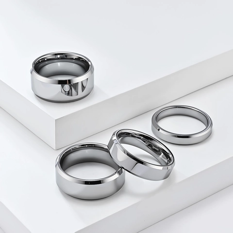 Minimalist Tungsten Steel Ring Beveled Edge Polished Plain Band For Men Women Unisex Wedding Daily Jewelry Wide Narrow Finger Ring