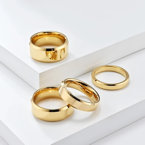 Minimalist Tungsten Steel Ring Beveled Edge Polished Plain Band For Men Women Unisex Wedding Daily Jewelry Wide Narrow Finger Ring