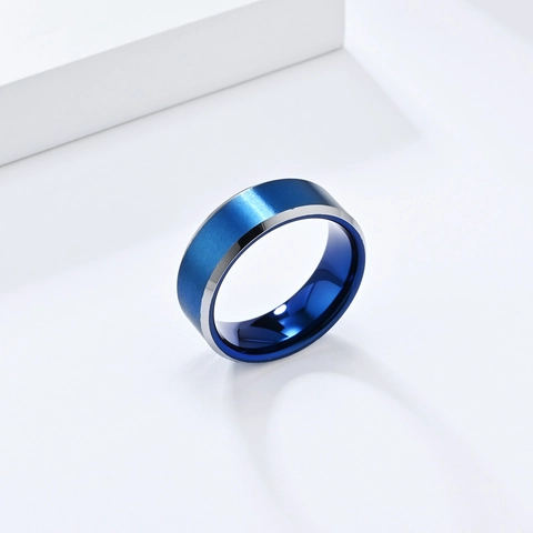 Anello Minimalista in Carburo di Tungsteno 8mm Unisex Finitura Opaca Spazzolata Bordo Smussato Lucido Gioiello Resistente ai Graffi