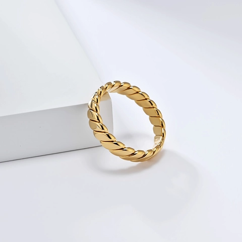 Anillo de Acero Inoxidable con Cuerda Trenzada Estilo Francés Vintage para Mujer Oro Plata Joyería Minimalista Regalo