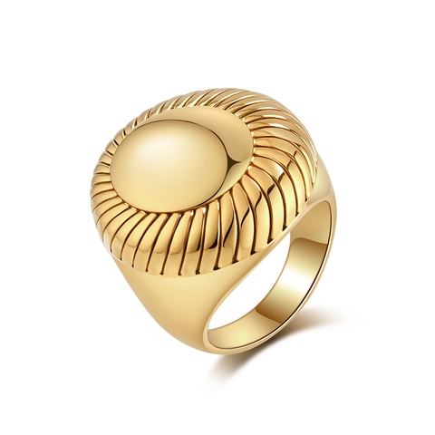 Anello a Cupola Minimalista in Acciaio Inossidabile per Donna Stile Industriale Vintage Oro Colore Acciaio Anello Geometrico Gioielli