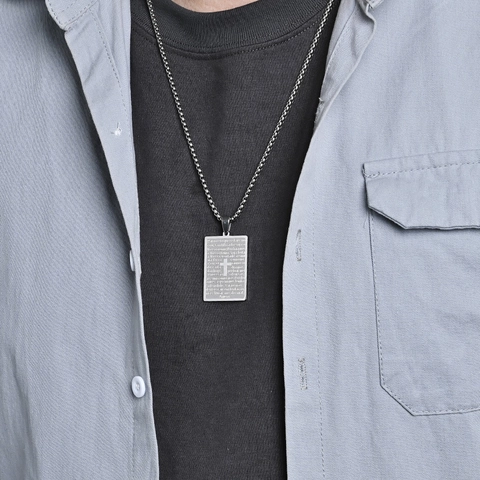 Edelstahl Portugiesisch Vaterunser Kreuz Anhänger Halskette Für Herren Damen Religiöser Pai Nosso Schmuck Geschenk
