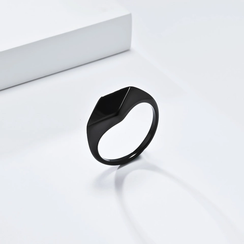 Edelstahl Rhombus Geometrischer Siegelring Für Damen Herren Hochglanzpoliert Schlicht Zeigefinger Ring Unisex Mode Schmuck