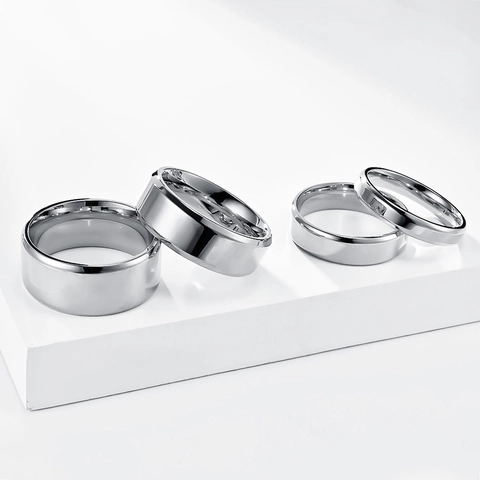 Minimalist Stainless Steel Plain Band Ring For Men Women Polished Geometric Titanium Steel Ring Gold Silver Black High Quality Jewelry