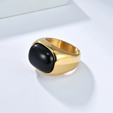 Vintage Men Stainless Steel Ring Natural Tiger Eye Stone Black Agate Inlaid Signet Ring Premium Niche Design Masculine Trendy Jewelry