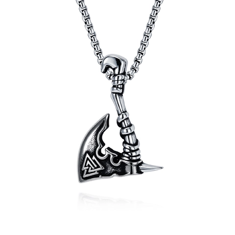 Collar con Colgante de Hacha Vikinga para Hombre de Acero Inoxidable Símbolo Valknut Nórdico Estilo Retro Punk Joyería Biker