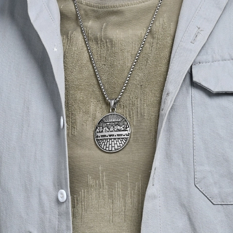 Vintage Edelstahl Das Letzte Abendmahl Relief Anhänger Halskette Für Herren Religiöse Runde Medaille Schmuck Mit Boxkette