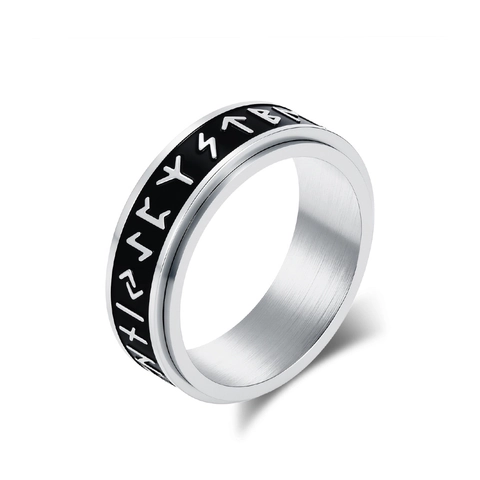 Anillo Giratorio Rúnico Vikingo Nórdico Para Hombre Mujer Acero Inoxidable Alivio Del Estrés Spinner Ring Joyería Retro Banda Para El Dedo