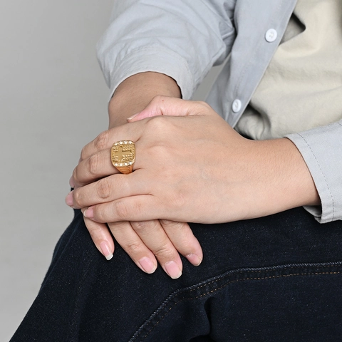 Herren Edelstahl Kreuz Ring Mit Zirkonia Punk Hip Hop Quadratisch Siegelring Gold Silber Schwarz Fingerring Geschenk Für Freund