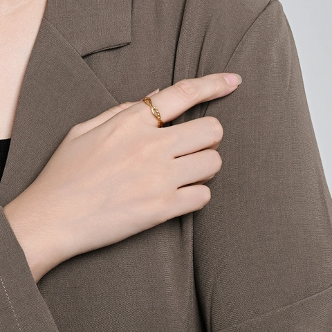 Anello in Acciaio Inossidabile Minimalista Corda Attorcigliata Donna Geometrico Chic Intrecciato Moda Accessorio Quotidiano Gioielli