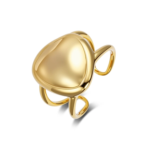 Anillo Abierto Minimalista de Acero Inoxidable Chapado en Oro 18K Arco Liso Metal Líquido Ajustable Anillo de Dedo