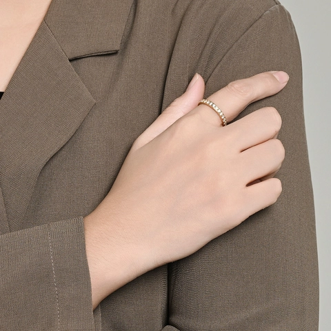 Minimalistischer Edelstahl Eternity Ring Für Damen Gold Silber Vergoldet Bunte Runde Zirkonia Stapelring Fingerschmuck