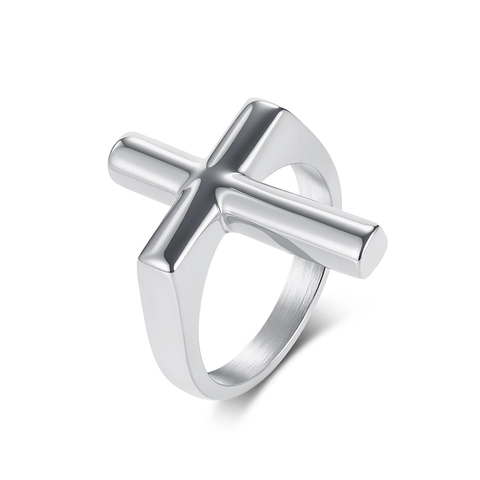 Anillo de Cruz de Acero de Titanio Minimalista Para Hombre Estilo Punk Gótico Personalizado Oro Plata Negro Pulido Joyería