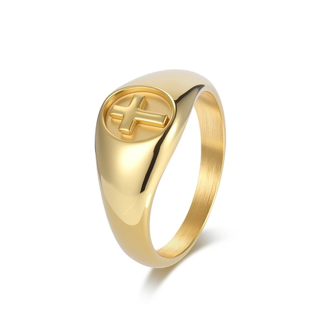 Anello a Sigillo con Croce in Acciaio al Titanio Vintage per Uomo Donna Semplice Anello Religioso in Acciaio Inossidabile Lucido