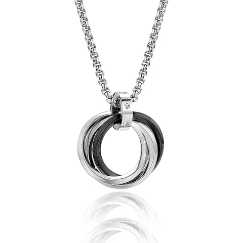 Collar Trinity Hip Hop de Acero Inoxidable Con Colgante de Triple Anillo Entrelazado y Detalles de Zirconia Joyería de Moda Para Hombre Mujer