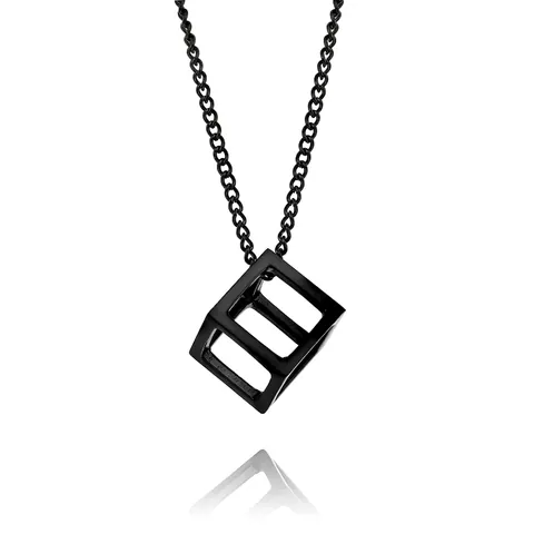 Collar Colgante de Cubo Geométrico Hip Hop de Acero Inoxidable Cubo Mágico Hueco Encanto Cuadrado Para Hombres Mujeres Joyería